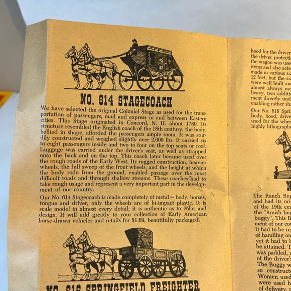 Vintage tin toy Northwestern Stage coach with horses , box and brochure. - Picture 13 of 14